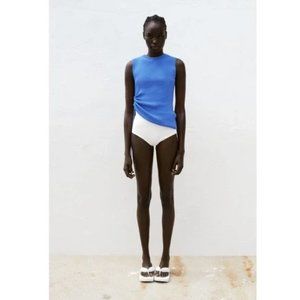 Zara Blue Ribbed Tank Top